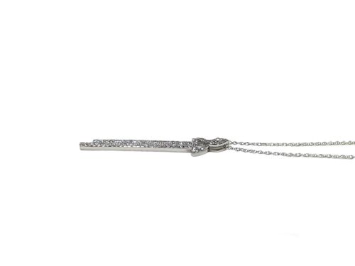 Vintage 10k White Gold Natural Round Single Cut Diamond Bar Pendant Necklace