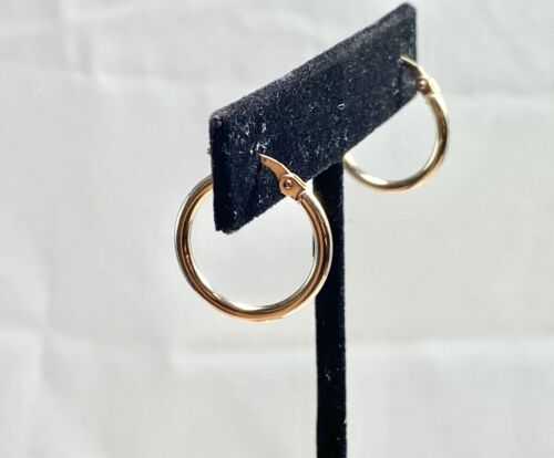 14k Yellow Gold Italy Designer Lightweight Hoop Earrings