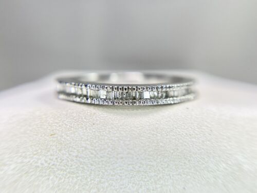 10k White Gold Natural Baguette Cut Diamond Channel Set Wedding Band Ring