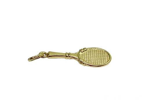 Vintage 14k Yellow Gold Handcrafted Tennis Racket Charm Pendant