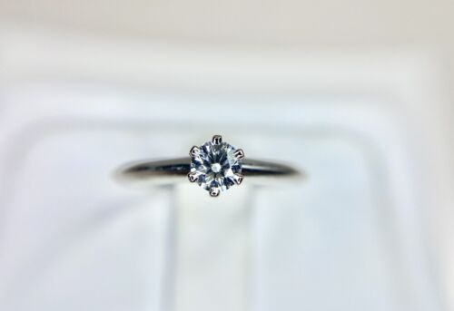 Platinum Tiffany & Company Round Diamond Solitaire Small Engagement Ring