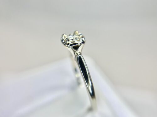 Vintage 14k White Gold Natural Round Diamond Solitaire Classic Engagement Ring