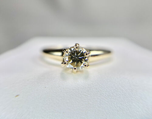 Vintage Art Deco 14k Yellow Gold Natural Round Diamond Buttercup Engagement Ring