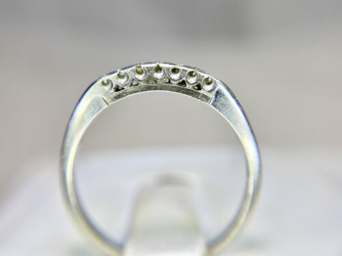 Art Deco 14k White Gold Natural Round Single Cut Diamond Wedding Band Ring