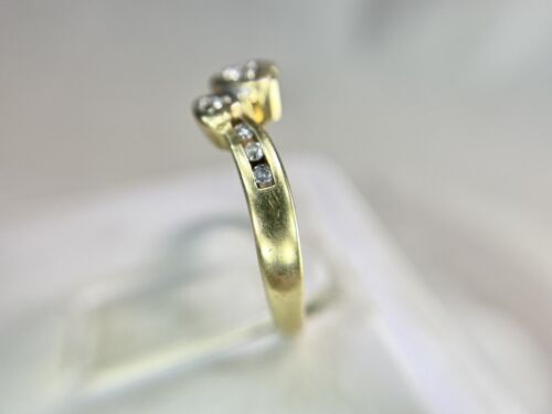 10k Yellow Gold Designer Natural Round Diamond Heart Shape By-Pass Ring