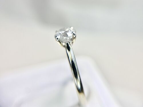 Vintage 14k White Gold Natural Round Brilliant Diamond Solitaire Engagement Ring