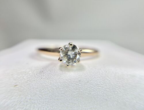 Vintage 10k Rose Gold Natural Round Diamond Solitaire Small Engagement Ring