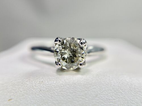 14k White Gold Designer Natural Round Brilliant Diamond Engagement Ring