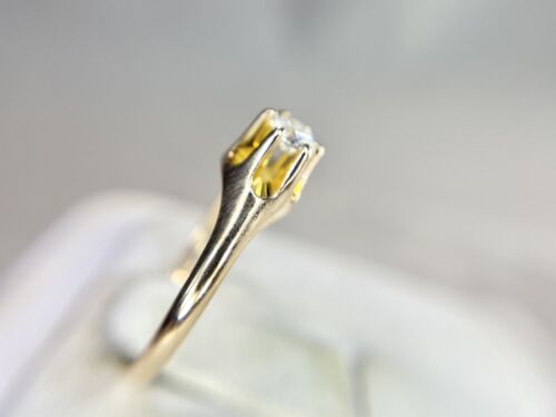 Vintage 10k Yellow Gold Designer Natural Round Diamond Buttercup Engagement Ring