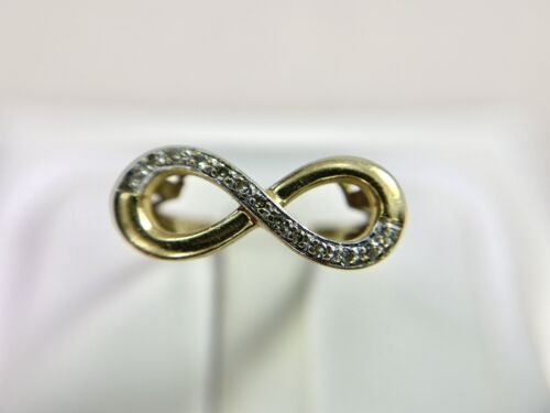 10k Yellow Gold Designer Round Diamond Infinity Symbol Ring