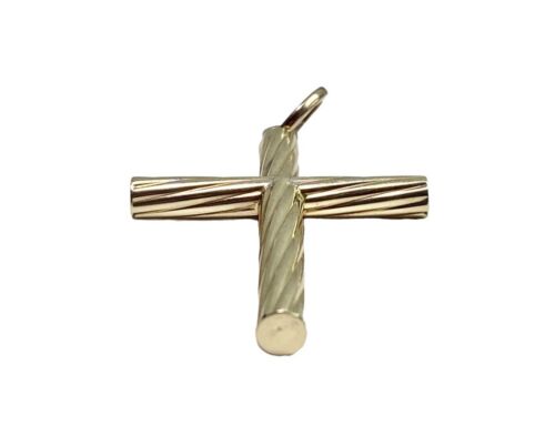 Vintage 14k Yellow Gold Big Hollow Handcrafted Cross Pendant