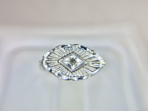 Vintage 10k White Gold Round Single Cut Natural Diamond Small Cocktail Ring