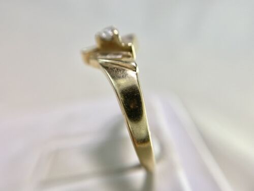 Vintage 10k Yellow Gold Natural Round Baguette Cut Diamond Retro Cocktail Ring