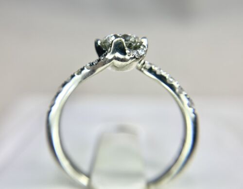 14k White Gold Signed Lab Grown Diamond Bypass Engagement Ring