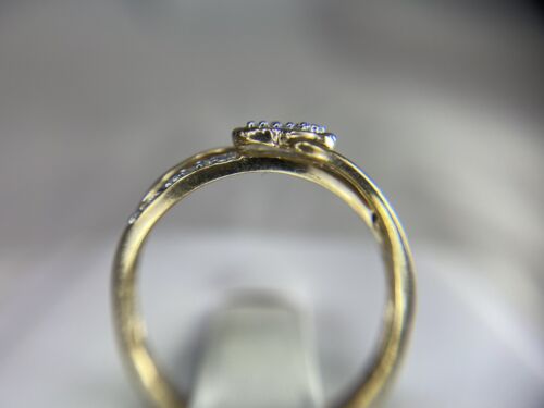 10k Yellow Gold Designer Natural Round Diamond Heart Shape By-Pass Ring