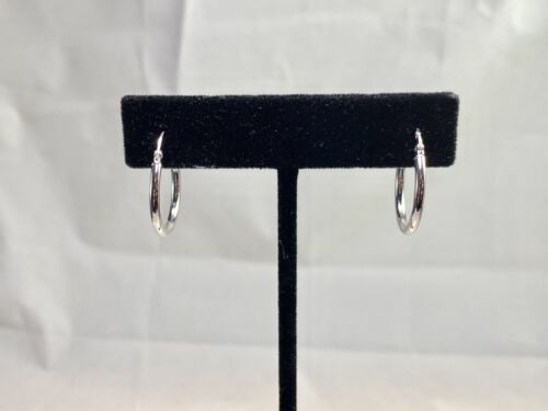 14k White Gold Designer Lite Weight Hoop Earrings