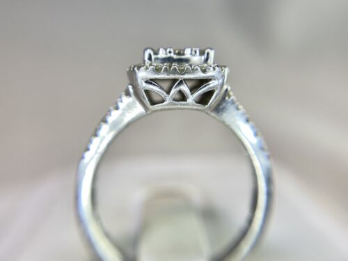 10k White Gold Designer Round Brilliant Diamond Cluster Big Engagement Ring