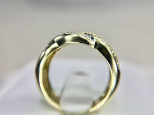 Vintage 14k Yellow Gold Natural Round Diamond Criss Crossover Two Tone Band Ring