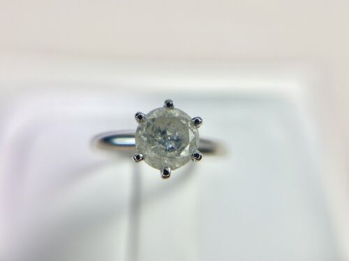 Vintage Platinum Round Natural Rustic Big Diamond Solitaire Engagement Ring