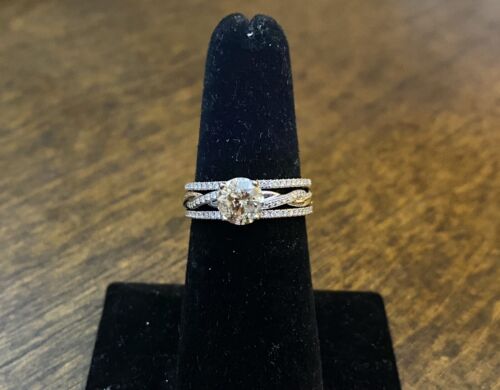 10k White Gold Helzberg Round Brilliant Natural Diamond Engagement Ring Set