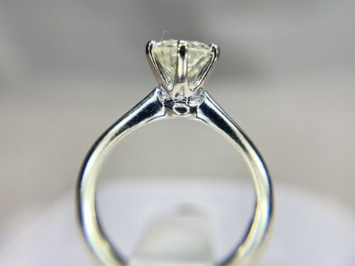 Vintage 14k White Gold Natural Round Diamond Solitaire Certified Engagement Ring