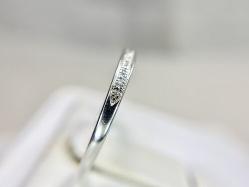 10k White Gold Designer Natural Round Diamond Small Wedding Band Stack Ring