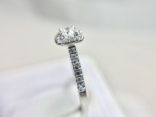 10k White Gold Designer Natural Round Brilliant Diamond Halo Engagement Ring