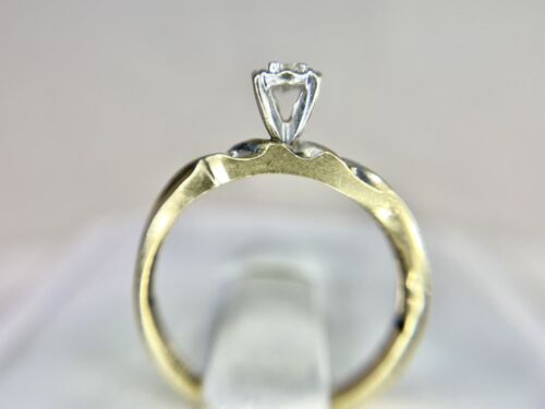 Vintage 10k Yellow Gold Natural Round Diamond Solitaire Small Engagement Ring