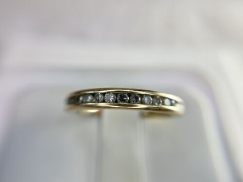 Estate 10k Yellow Gold Round Brilliant Diamond Channel Set Wedding Band Ring 1/4