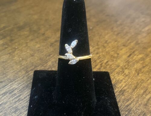 Vintage 14k Yellow Gold Natural Marquise Shape Four Stone Diamond Ring