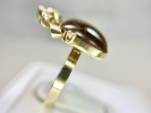 Vintage 10k Yellow Gold Tiger Eye Bezel Set Ribbon Cocktail Ring