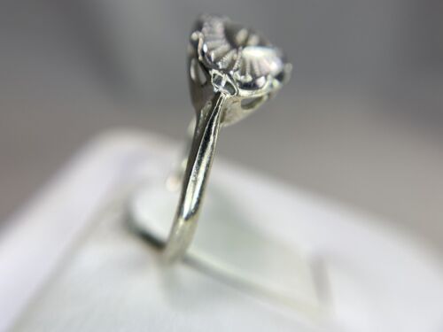 Vintage 10k White Gold Round Single Cut Natural Diamond Small Cocktail Ring