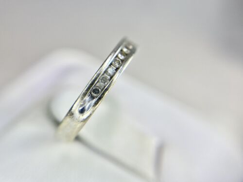 14k White Gold Natural Round Brilliant Diamond Channel Set Wedding Band Ring 