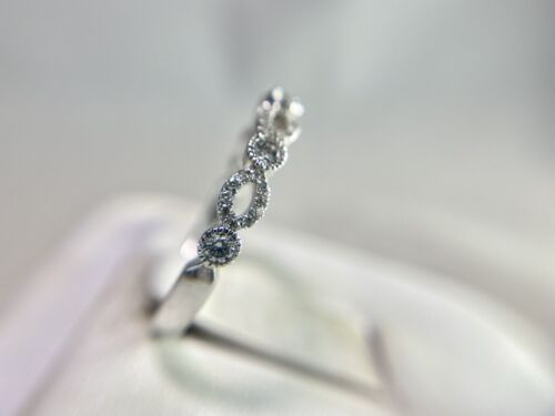 14k White Gold Natural Round Brilliant Diamond Bezel Set Infinity Band Ring