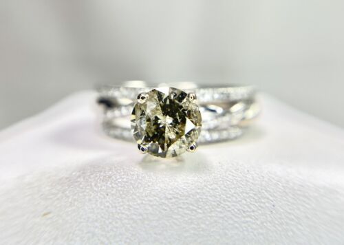 10k White Gold Helzberg Round Brilliant Natural Diamond Engagement Ring Set