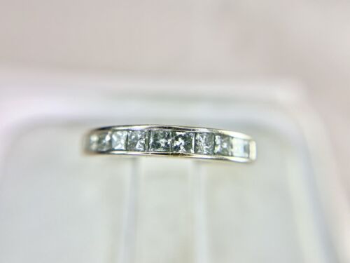 14k White Gold Zales Natural Princess Cut Diamond Channel Set Wedding Band Ring