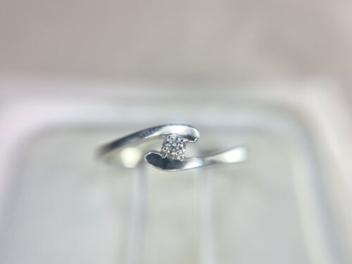 10k White Gold Designer Natural Round Brilliant Diamond Small By-Pass Ring