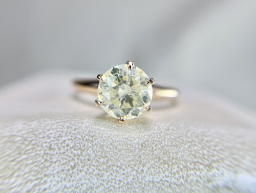 Vintage 10k Yellow Gold Natural Light Yellow Color Diamond Engagement Ring 1 TCW