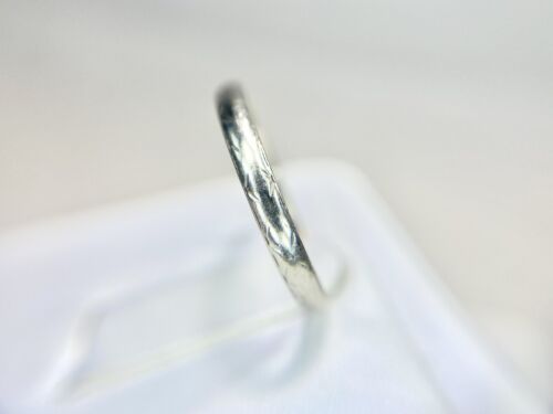 Vintage Art Deco Designer 10k White Gold Classic Thin Wedding Band Ring