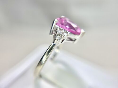 10k White Gold Designer Pink Sapphire Natural Round Diamond Ring