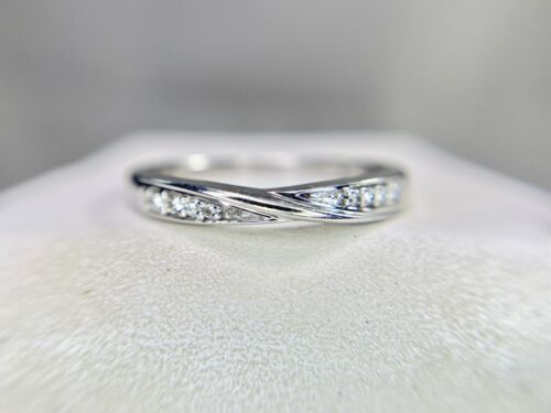 10k White Gold Designer Round Natural Round Wedding Band Stack Ring