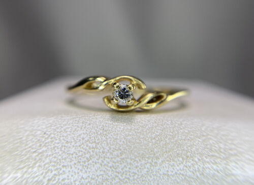 10k Yellow Gold Round Brilliant Natural Diamond Small By-Pass Engagement Ring