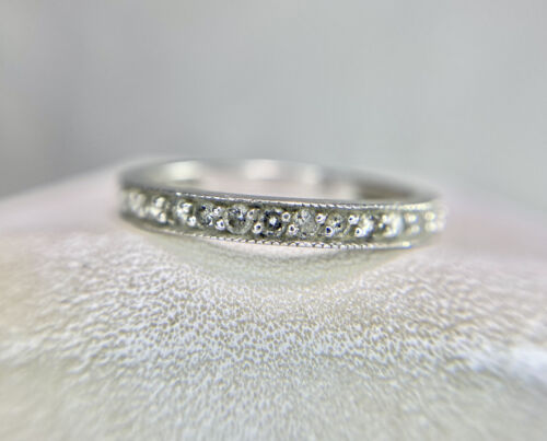 14k White Gold Natural Round Brilliant Diamond Wedding Band Stack Ring 1/3 TCW 