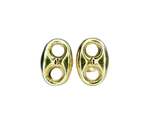 14k Puffed Mariner Anchor Push Back Stud Earrings