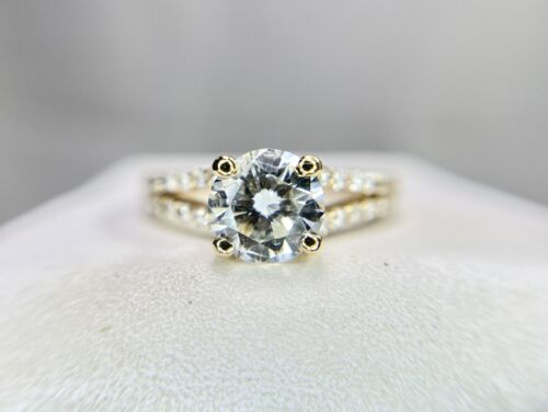 14k Yellow Gold Designer Round Natural Diamond Certified Engagement Ring