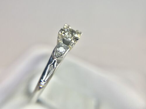 Vintage Art Deco Palladium Old Miner Natural Round Diamond Engagement Ring