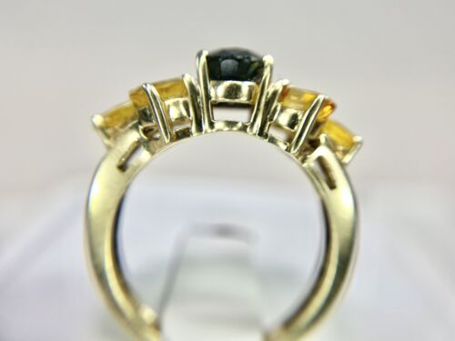 Vintage 14k Yellow Gold Designer Natural Oval Shape Blue Sapphire Cocktail Ring