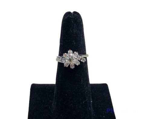 Vintage 14k White Gold Old European Square French Cut Diamond Engagement Ring