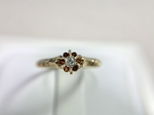 Victorian 14k Yellow Gold Natural Old European Diamond Small Engagement Ring