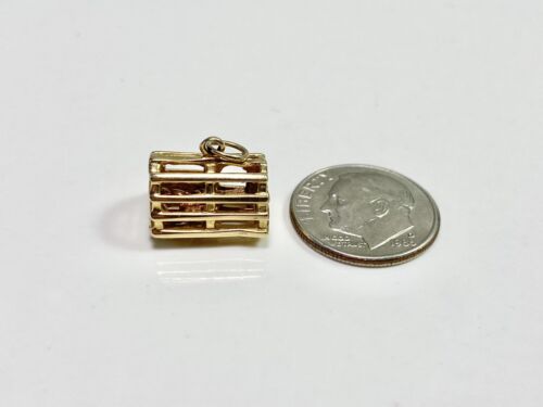 Vintage 14k Yellow Gold Lobster Trap Moving Pendant Charm Pendant